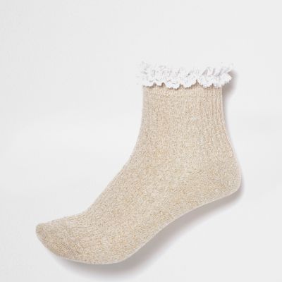 Gold frilly ankle socks
